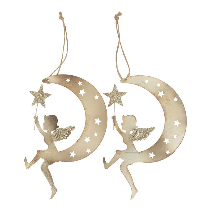 Article Pendentif ange étoile décoration de Noël à suspendre H19cm 2pcs