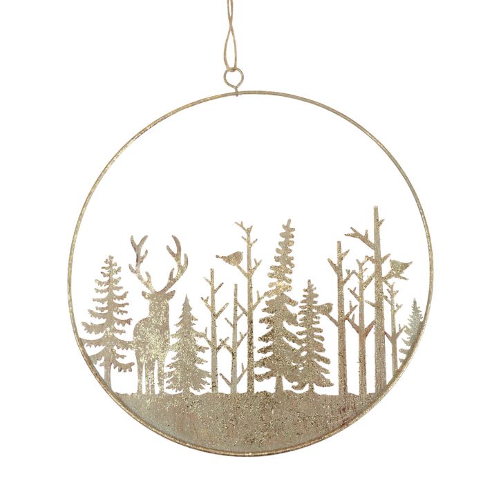 Bague décorative métal cerf de forêt décoration vintage doré Ø22,5cm
