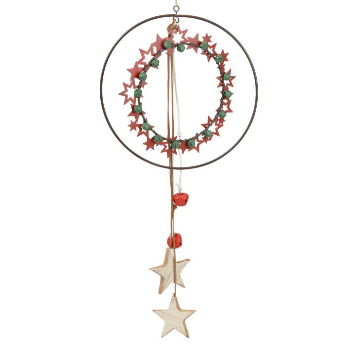 Décoration à suspendre décoration de Noël anneau métal bois vintage Ø19cm