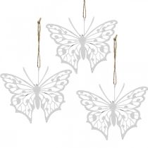 Article Décoration papillon à suspendre décoration métal vintage blanc 15×12cm 3pcs