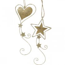 Article Décoration de Noël pendentif étoile de coeur dorée de Noël 4pcs