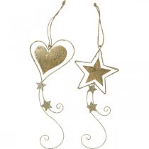 Article Décoration de Noël pendentif étoile de coeur dorée de Noël 4pcs