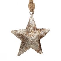 Article Décoration à suspendre étoile de Noël métal argenté 11cm 3pcs