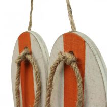 Tongs déco à suspendre décoration maritime orange/bleu H15cm 3pcs