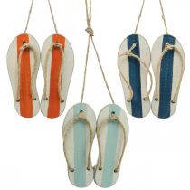 Tongs déco à suspendre décoration maritime orange/bleu H15cm 3pcs