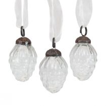 Article Décorations de Noël cintres décoratifs en verre cônes en verre 3 × 4,5 cm 12 pcs