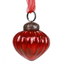 Article Décorations de Noël cintres décoratifs en verre verre rouge 3,5×4cm 12 pcs