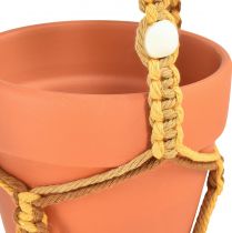 Article Pot suspendu macramé pot suspendu argile Ø12,5cm H75cm 2pcs