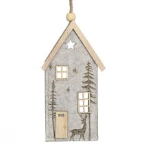 Article Maison à suspendre décoration de Noël en feutre beige 15cm 6 pcs