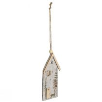 Article Lot de 6 décorations de Noël maisons en feutre beige avec motifs, 15 cm