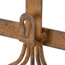 Article Barre à crochets pour outils de jardin, décorations de jardin, râteau, bêche et houe ; porte-manteau en métal rouillé, L33,5 cm