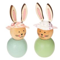 Article Figurines de lapin de Pâques en bois, décoration printanière, accessoire de décoration pour la maison, 9 cm, lot de 8