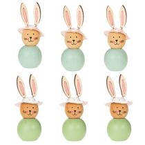 Article Figurines de lapins de Pâques en bois, décoration de table de Pâques, adorables figurines de lapins, décoration printanière, 9 cm, lot de 8