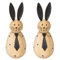 Article Lapin décoratif au design simple, idéal pour égayer votre salon au printemps, 12 cm, lot de 2.