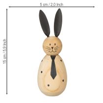 Article Figurine décorative lapin aspect bois pour une décoration apaisante et intemporelle, 15 cm, lot de 2