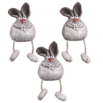 Article Lapin de Pâques céramique bord d'étagère 6,5×7×9,5cm 3pcs