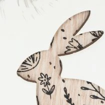 Article Œufs de Pâques en bois à suspendre, blancs et noirs, 10 cm, lot de 6