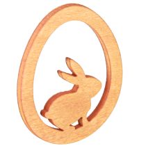 Article Lapin dans l'œuf Déco de Pâques Bois Jaune Orange 4cm 72pcs