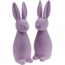 Article Lapin de Pâques décoratif – 2e choix – Lilas floqué H 29,5 cm, 2 pièces