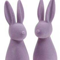 Article Lapin de Pâques décoratif – 2e choix – Lilas floqué H 29,5 cm, 2 pièces