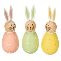 Article Figurines décoratives de lapins en forme d'œuf, pour une décoration printanière, 12 cm, lot de 3
