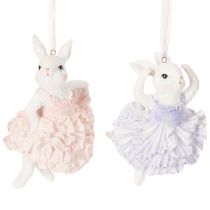 Article Pendentifs lapin ballerine, parfaits pour décorer les branches de Pâques ou le sapin de Noël, 12 cm, lot de 2