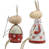 Article Lapin avec siège pour enfant Pâques bois, métal H21/23cm lot de 2