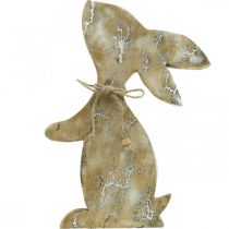 Article Lapin en bois, ressort, lapin de Pâques assis, décoration de Pâques avec motif naturel, blanchi H26cm