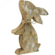 Article Lapin en bois, ressort, lapin de Pâques assis, décoration de Pâques avec motif naturel, blanchi H26cm