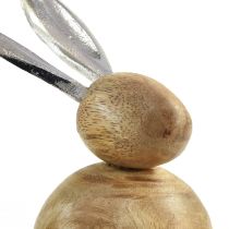 Article Lapin Bois Métal Argent Naturel H10/12.5cm 2 pcs