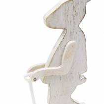 Article Lapin avec outils de jardin bois blanc H28/30,5cm lot de 2