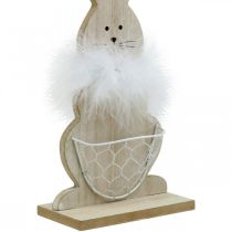 Article Lapin avec panier Lapin de Pâques décoration en bois Pâques nature H30cm
