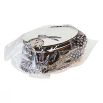 Article Lapin dans l'oeuf oeufs de Pâques en bois à suspendre blanc noir 10cm 6 pcs