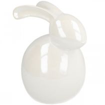 Article Lapin en céramique, figurine de pâques, décoration printanière, lapin de pâques blanc, nacre H17cm