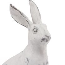 Article Lapin assis lapin décoratif pierre artificielle blanc gris H21,5cm