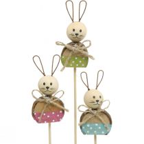 Article Lapin fleur bâton bois rouille décoration lapin de Pâques sur bâton 8cm 9pcs