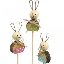 Article Lapin fleur bâton bois rouille décoration lapin de Pâques sur bâton 8cm 9pcs
