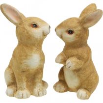Lapin assis, décoration en céramique, Pâques, paire de lapins marron H15cm lot de 2