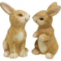 Article Lapin assis, décoration en céramique, Pâques, paire de lapins marron H15cm lot de 2