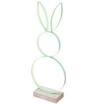 Article Lapin Décoration Métal Bois Naturel Jaune Menthe Rose H28cm 3 Pcs