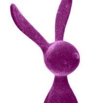 Article Lapins de Pâques décoratifs à poser sur une étagère, floqués de couleurs vives, 28 cm, lot de 4