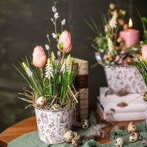Pot de fleurs lapin Pâques cache pot métal Ø12cm H10.5cm