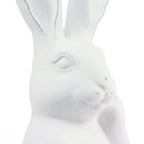 Article Lapin décoration lapin pierre artificielle blanc pensant buste 20x14x36cm