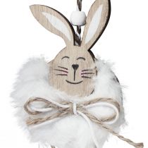 Article Lapins lapins décoratifs en bois à suspendre blanc naturel 5cm×12cm 6pcs