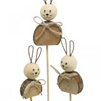 Lapin fleur bâton bois rouille lapin de Pâques décoration naturel 8cm 9pcs