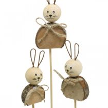 Lapin fleur bâton bois rouille Lapin de Pâques décoration nature 8cm 8pcs