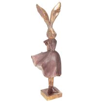 Article Figurine décorative de lapin en robe, idéale pour une décoration élégante de printemps et de Pâques, 55 cm