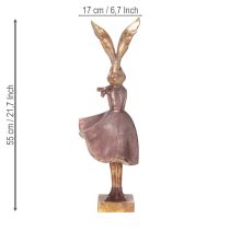 Article Figurine décorative de lapin en robe, idéale pour une décoration élégante de printemps et de Pâques, 55 cm