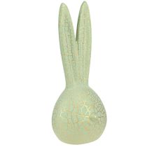 Article Tête de lapin décoration lapin de Pâques vert menthe craquelure or H28cm
