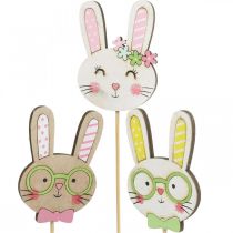 Article Décoration drôle de lapin de Pâques tête de lapin sur bâton décoration florale 7cm 12pcs